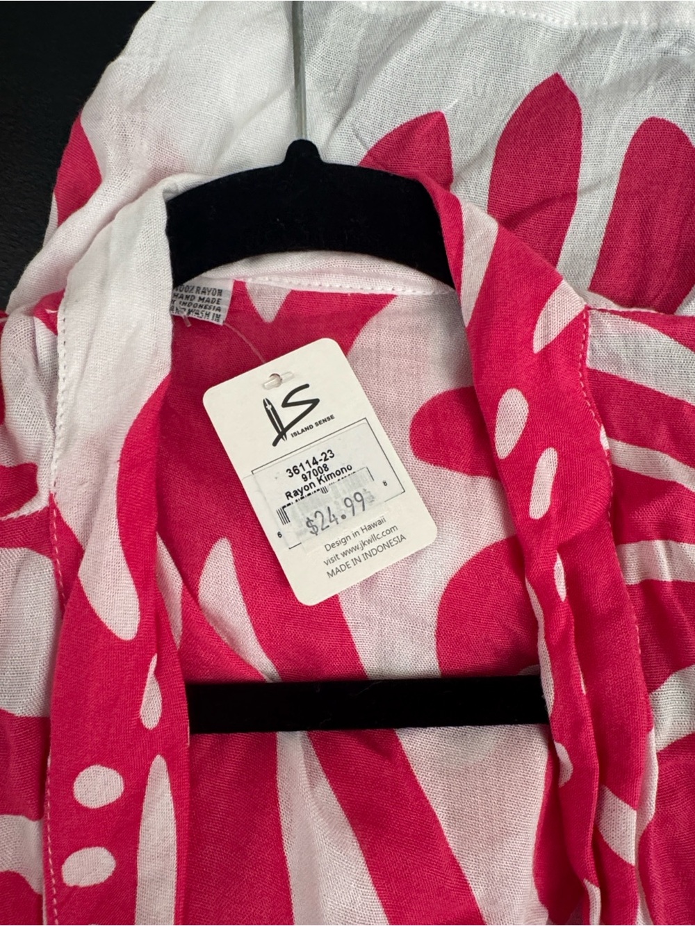 Island Sense Pink & White Rayon Kimono Tunic